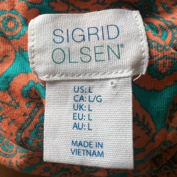 Sigrid Olsen Summer Dress Racerback Teal & Coral Light Beach Cruise Size Large - Picture 7 of 11